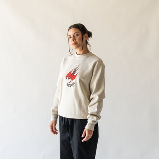 Diver Embroidered Pigment-Dyed Crew - Moon