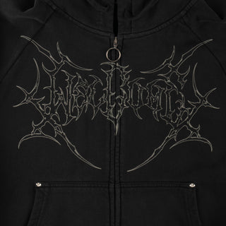 Grapple Cropped Pigment-Dyed Zip Hoodie w/ Studs