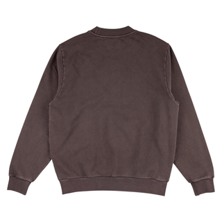 Spine Embroidered Pigment-Dyed Crew - Raisin