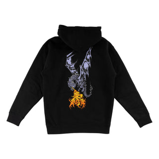Fire Breather Printed Pullover Hoodie - Black
