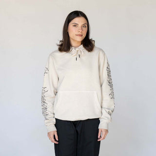 Barb Sleeve Embroidered Pigment-Dyed Hoodie - Bone