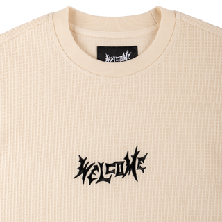 Phantom Embroidered Waffle-Knit Tee - Bone