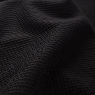 Sharp Long Sleeve Waffle-Knit Polo - Black