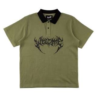 Sharp Short Sleeve Waffle-Knit Polo - Olive