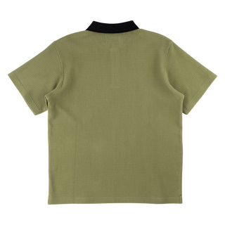 Sharp Short Sleeve Waffle-Knit Polo - Olive