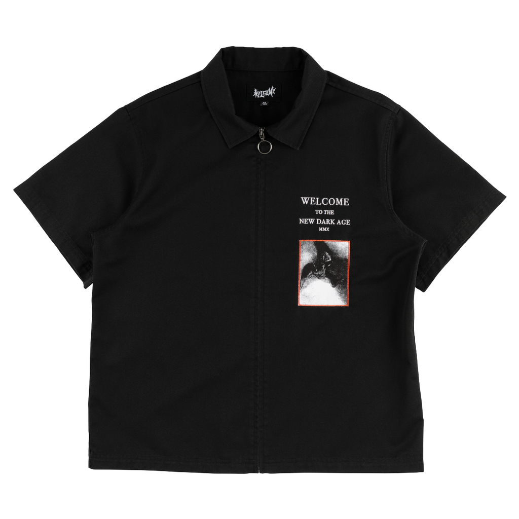 Dark Age Twill Work Shirt W/Patches – Welcome Skateboards Dark Age Twill Work Shirt W/Patches – Welcome Skateboards