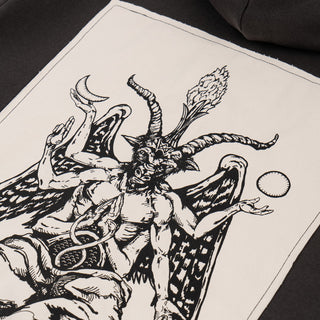 Different angle view of back graphic patch.