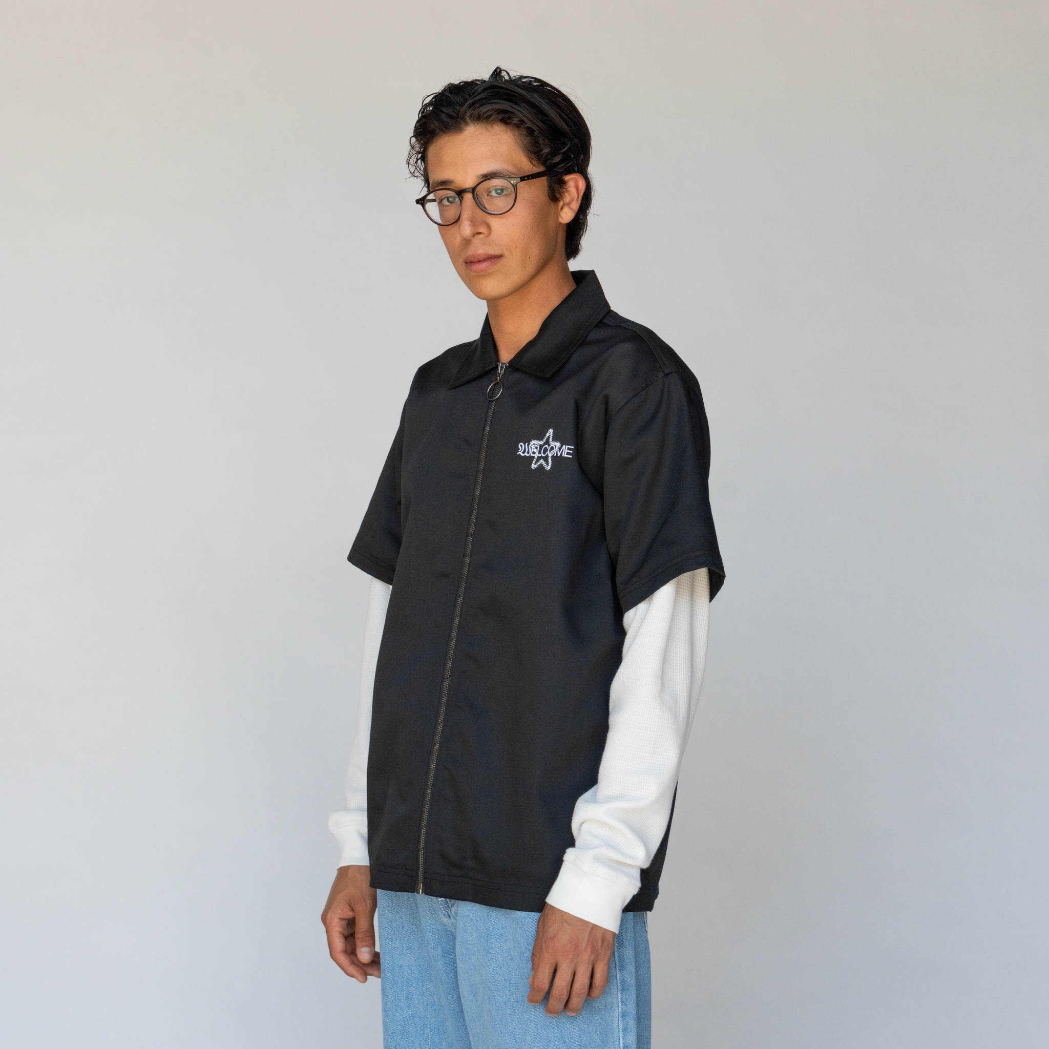 Supernatural Twill Work Shirt w/ Layered Thermal Sleeves – Welcome Supernatural Twill Work Shirt w/ Layered Thermal Sleeves – Welcome