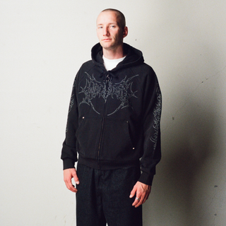 Grapple Cropped Pigment-Dyed Zip Hooide w/ Studs