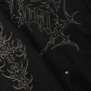 Grapple Cropped Pigment-Dyed Zip Hooide w/ Studs