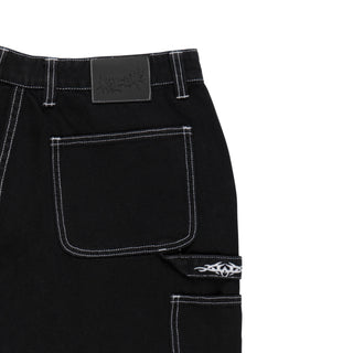 Brace Baggy Canvas Carpenter Shorts - Black