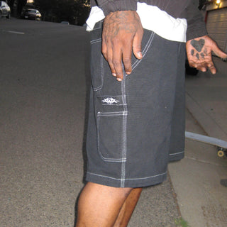 Brace Baggy Canvas Carpenter Shorts - Black