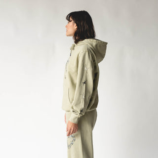 Halo Printed Pigment-Dyed Hoodie - Moss