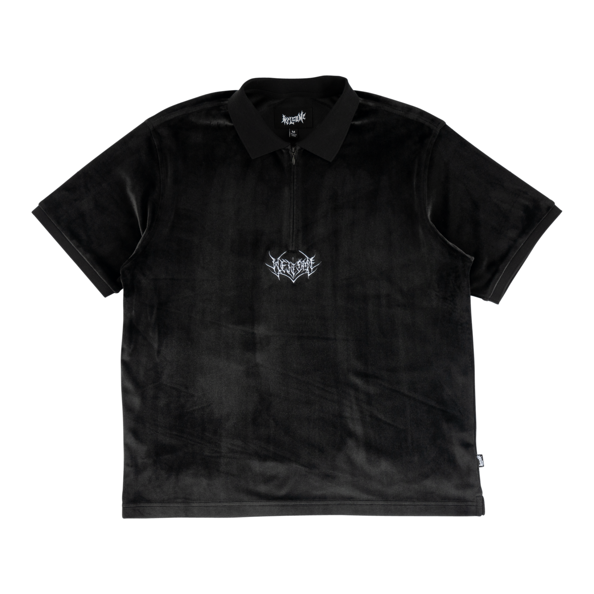 Grain Embroidered Velour Zip Polo – Welcome Skateboards Grain Embroidered Velour Zip Polo – Welcome Skateboards