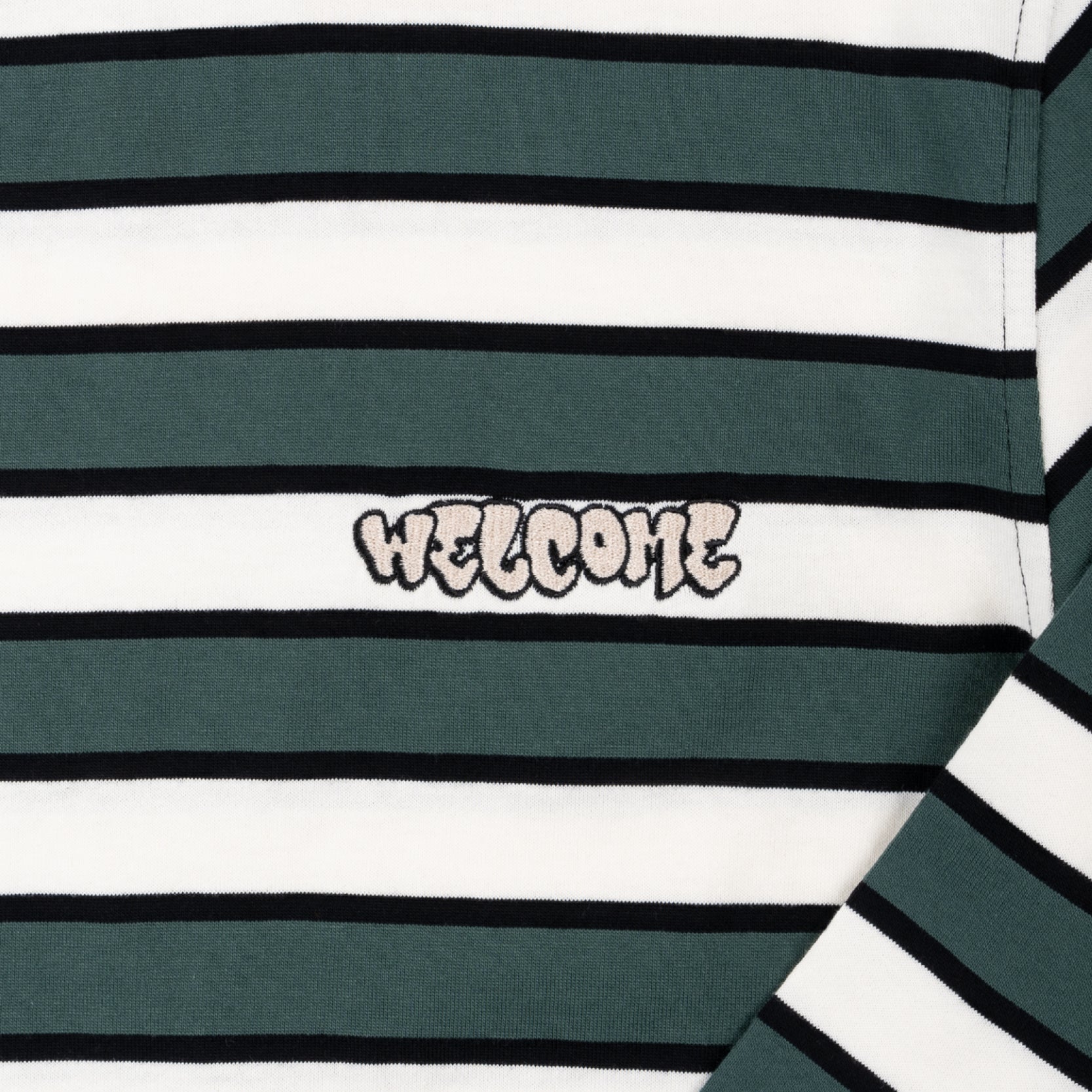 Welcome Cooper Spruce Green & White Stripe Long Sleeve T-Shirt