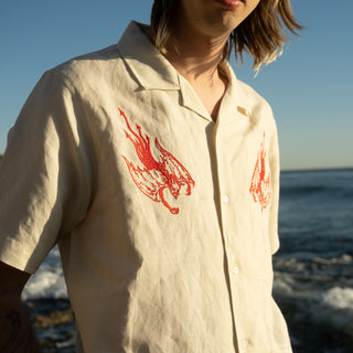 Hellion Embroidered Linen Shirt - Bone